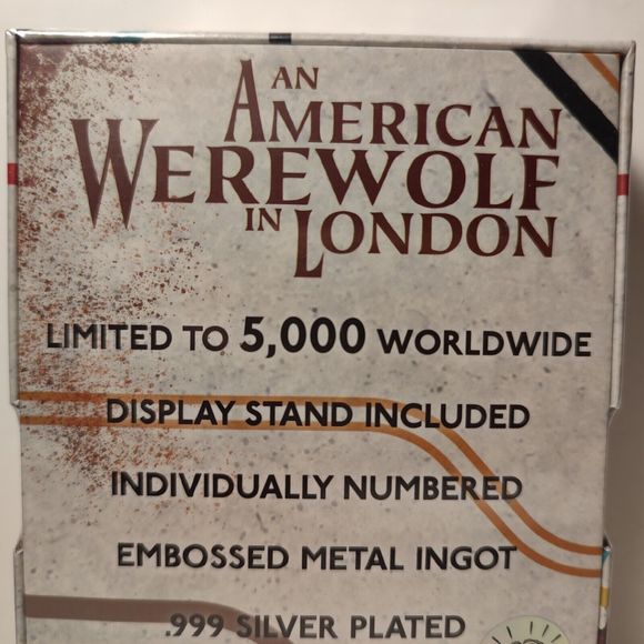 An American Werewolf In London Silver Card Ingot Official Collectible Figurine - Picture 2 of 3